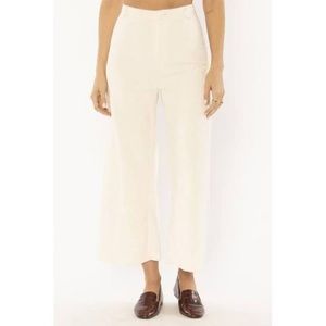 Winter white wide corduroy ankle flare pants